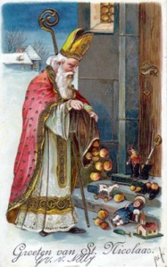 Bishop Nicolas giving treats